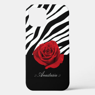 Coque iPhone 12 Red Rose Zebra Imprimer personnalisée