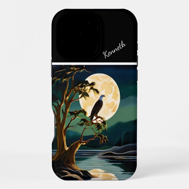 Coque iPhone Reflet de la Lune dorée de l'aigle (Verso)