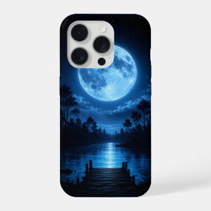 Coque iPhone 15 Pro Reflet esthétique de la forêt au clair de lune cél