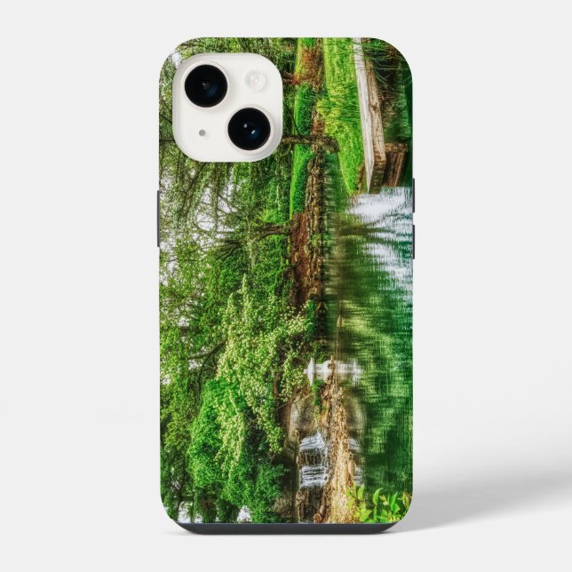 Coque iPhone Reflets de printemps verts (Verso)
