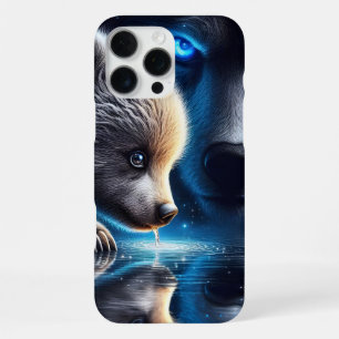 Coque iPhone 16 Pro Max Réflexion de l'ours paisible et présence de l'ours