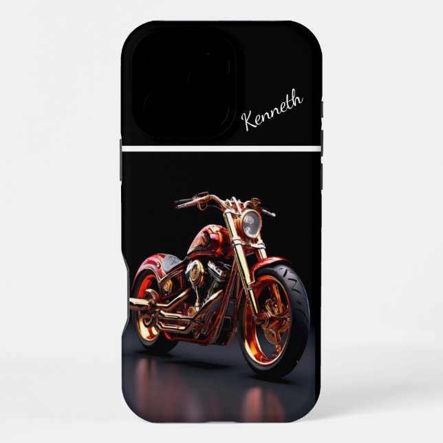 Coque iPhone Réflexion de moto d'or (Verso)