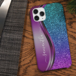 Etui iPhone 13 Regard scintillant Violet Clair Nom Personnalisé