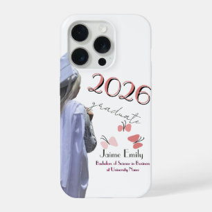 Coque iPhone 15 Pro Remise de diplômes moderne 2026 Photo rose