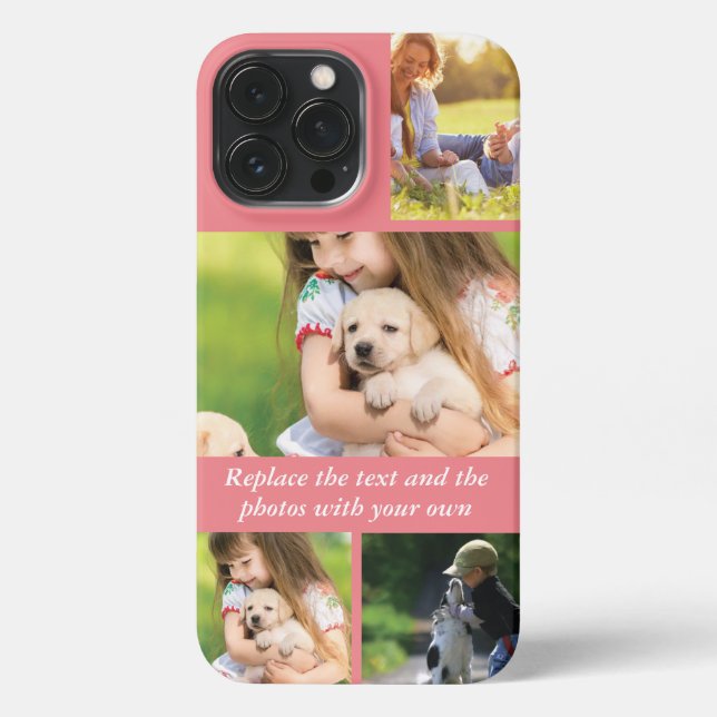 Coque iPhone Remplacez texte et photos par vos éléments (Verso)