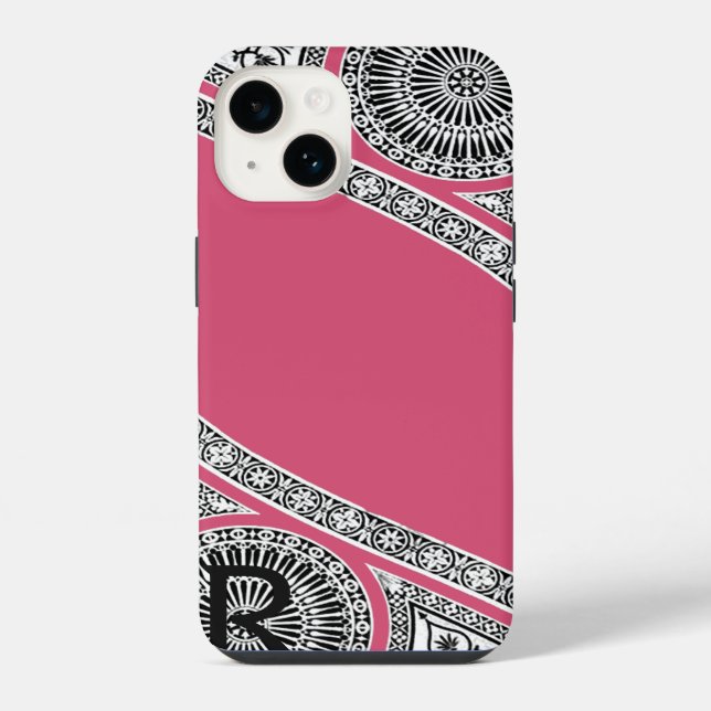 Coque iPhone RENAISSANCE ARCHITECTE Fraise Ice rose Monogramme (Verso)