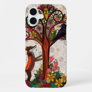 Coque iPhone 16 Plus renard et corbeau