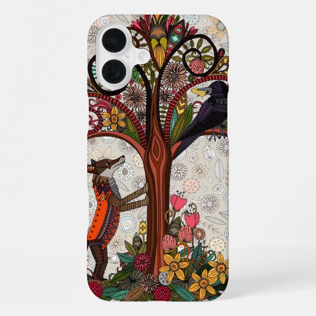 Coque iPhone renard et corbeau (Verso)
