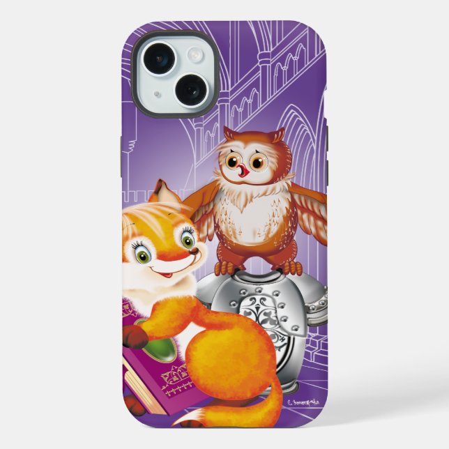 Coque iPhone renard et hibou (Verso)