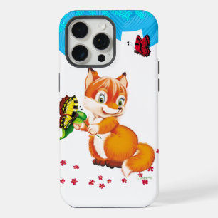 Coque iPhone 15 Pro Max renard et papillon