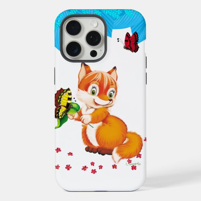Coque iPhone renard et papillon (Verso)