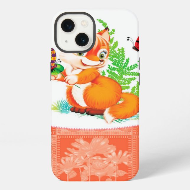 Coque iPhone renard et papillon (Verso)
