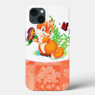 Etui iPhone 13 renard et papillon