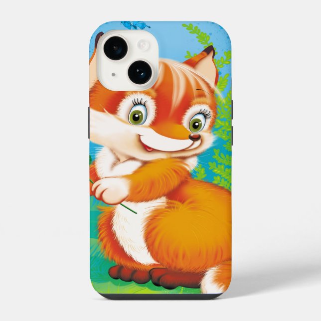 Coque iPhone renard et papillon (Verso)