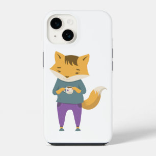 Coque Pour iPhone 14 Renard mignon avec tasse de thé
