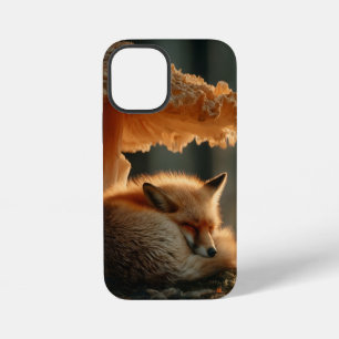 Coque iPhone 12 Mini Renard roux dormant sous un champignon géant
