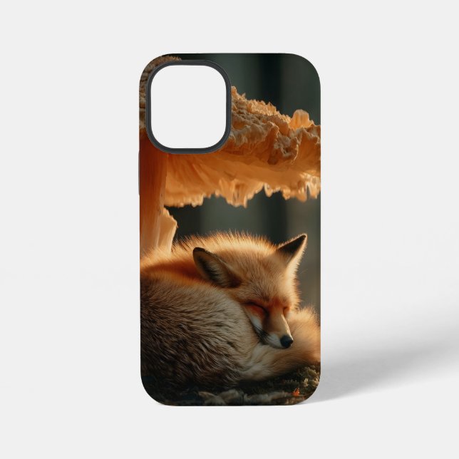 Coque iPhone Renard roux dormant sous un champignon géant (Verso)