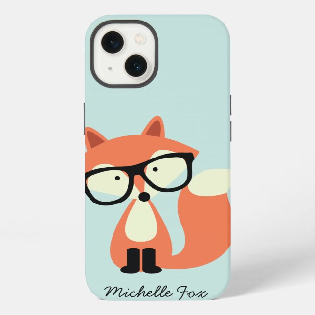 Coque iPhone Renard roux hipster mignon (Verso)