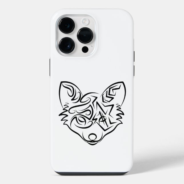 Coque iPhone Renard tribal noir et blanc (Verso)