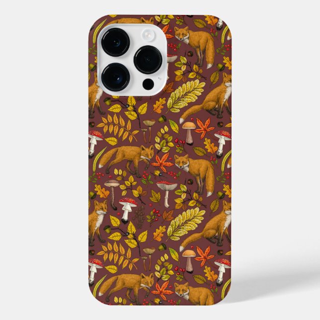 Coque iPhone Renards d'automne sur chocolat brun (Verso)
