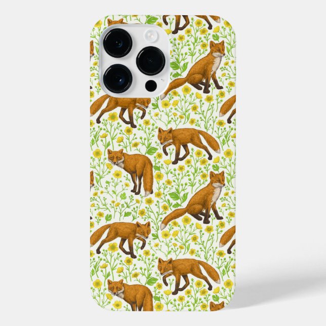 Coque iPhone Renards et papillons sur le blanc naturel (Verso)