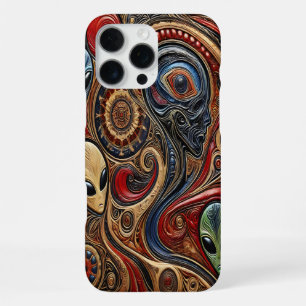 Coque iPhone 16 Pro Max Rencontre mystérieuse d'Aliens dans l'art cosmique
