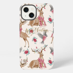 Etui iPhone 13 Rennes adorables, Oiseaux, Fleurs