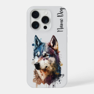 Coque iPhone 15 Pro Renommez votre chien Husky sur les boîtiers téléph