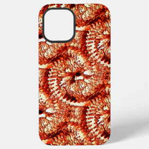 Coque iPhone 12 Pro Max Répétition rustique de rosettes de corail rougeâtr