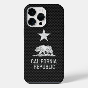 Coque Pour Pour iPhone 14 Pro Max RÉPUBLIQUE DE CALIFORNIE Chrome sur fibre de carbo