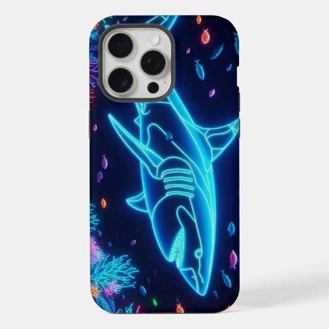 Coque iPhone Requin néon coloré (Verso)