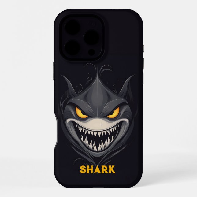 Coque iPhone Requin noir en colère (Verso)