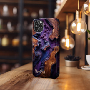 coque iphone, Résine violette, Bois de Burl Design