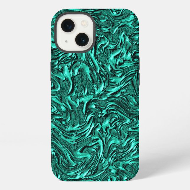 Coque iPhone ressemblant à du jade vert texturé de mur (Verso)