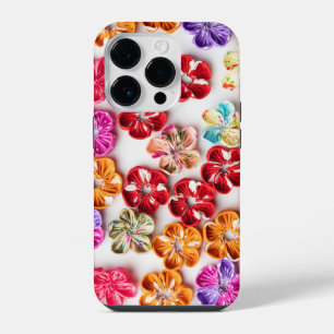 Coque Pour iPhone 14 Plus Ressort tissu cousu artisanal Fleurs Multicolor