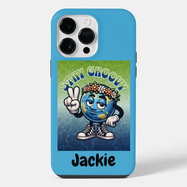 Coque iPhone Restez Groovy [MON NOM] (Verso)