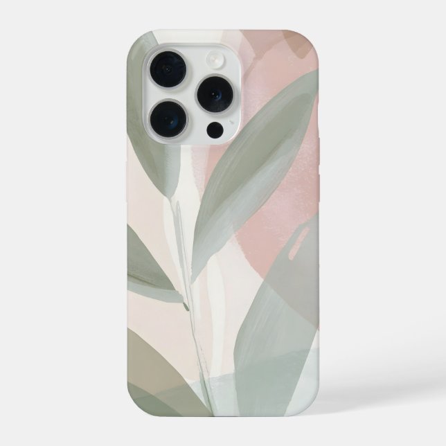 Coque iPhone Résumé botanique Blush et Sage – Moderne doux (Verso)