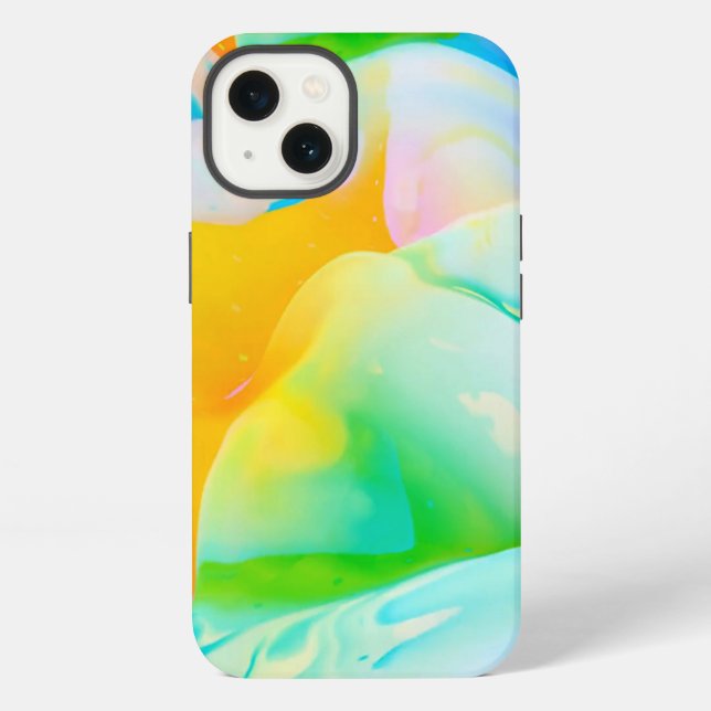 Coque iPhone Résumé fluide néon abstrait  (Verso)