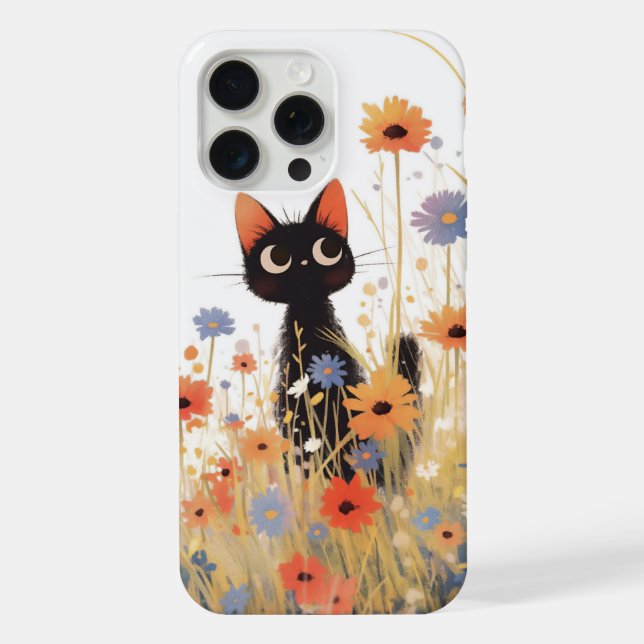 Coque iPhone Retraite Fleur Chat Noir (Verso)