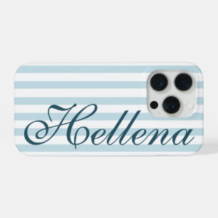 Coque iPhone 15 Pro Rétro Bandes Bleues et Blanches sur le thème Coast