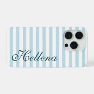 Coque iPhone 15 Pro Rétro Bandes Bleues et Blanches sur le thème Coast