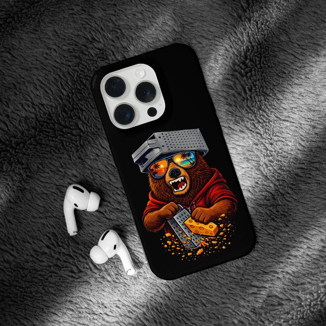 Coque iPhone Retro Bear With Cheese Grater Hat and Sunglasses (Créateur téléchargé)