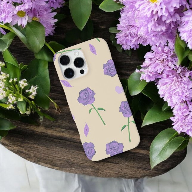 Coque iPhone Retro Chic Beige & rose Motif Floral Whimsical (Créateur téléchargé)