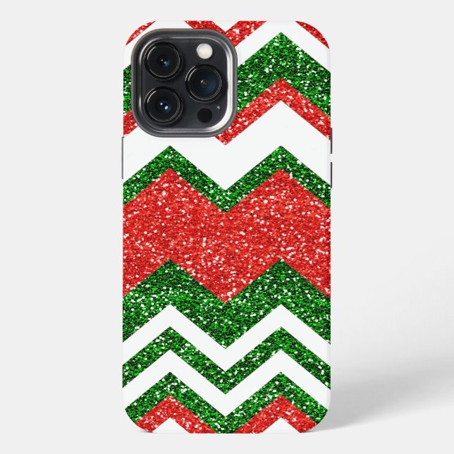 Coque iPhone Rétro Chic Rouge Vert Zigzag Chevron Rayure Art (Verso)