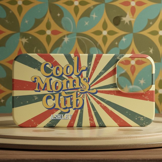 Coque iPhone Retro Cool Moms Club Sunburst Vintage Typography (Créateur téléchargé)