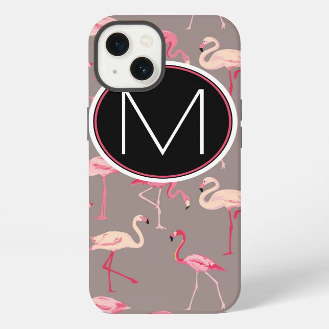 Coque iPhone Retro Flamingos | Monogram (Verso)