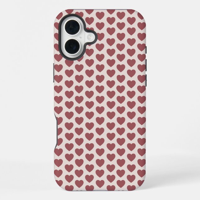 Coque iPhone Retro Hearts Pink Burgundy Y2K Style (Verso)