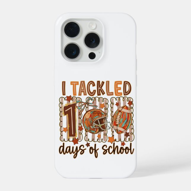 Coque iPhone Retro I Tackled 100 Days School Football Design (Verso)