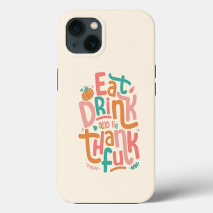 Etui iPhone 13 Retro Manger Boire Et Être Reconnaissant Joyeux Th