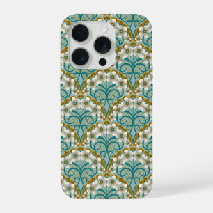 Coque iPhone 15 Pro Retro Nouveau - Courbes naturelles et floraisons i